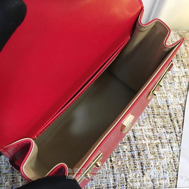 DELVAUX女包 Tempete系列 mini款 TP0020大紅 原版牛皮 德爾沃拼色手提包 經典款女單肩包  fcs1068